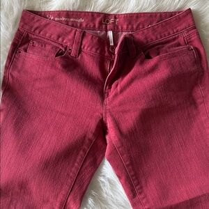 LOFT Women's Vibrant Red Skinny Leg Jeans